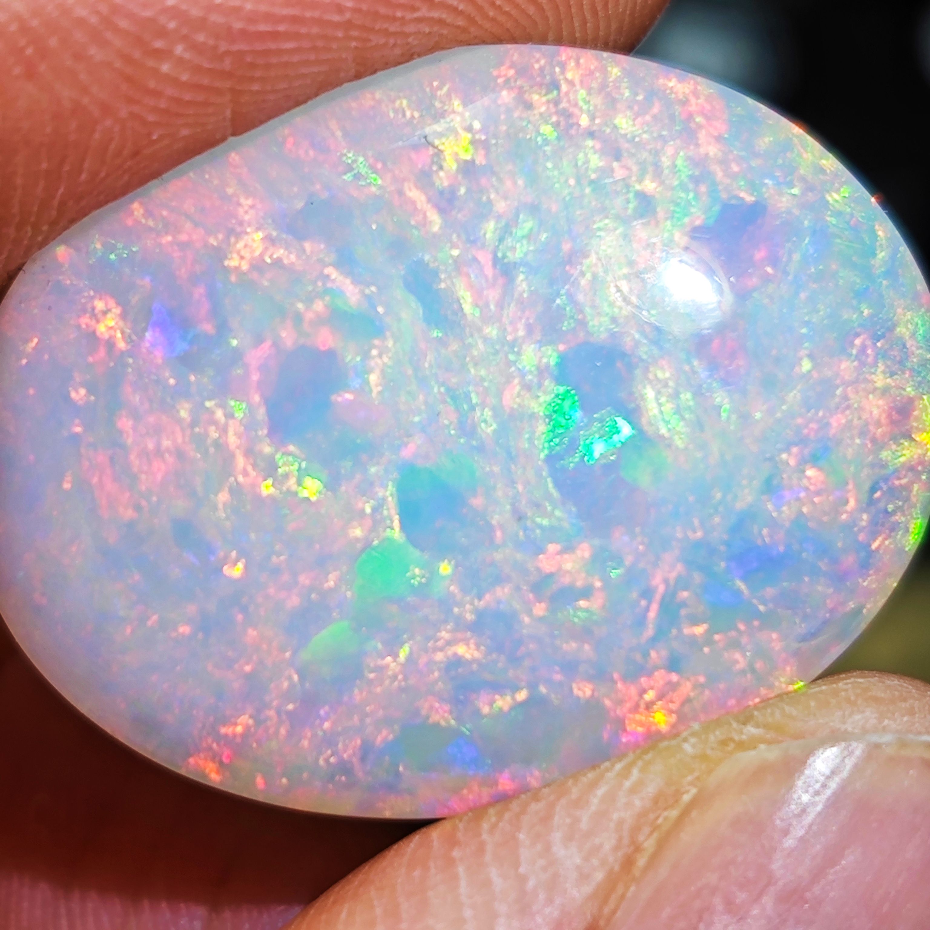 天然大欧泊戒面22克拉欧珀裸石戒面油彩画色彩斑斓满火彩支持定制