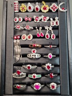 天然红宝石全家福 红宝石戒指 吊坠 红宝石耳钉 鸽血色玫红色