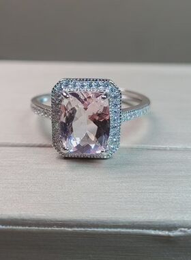 长方形摩根石戒指 复古款式 经典大方 ​尺寸7*9mm 肉眼全净 ​