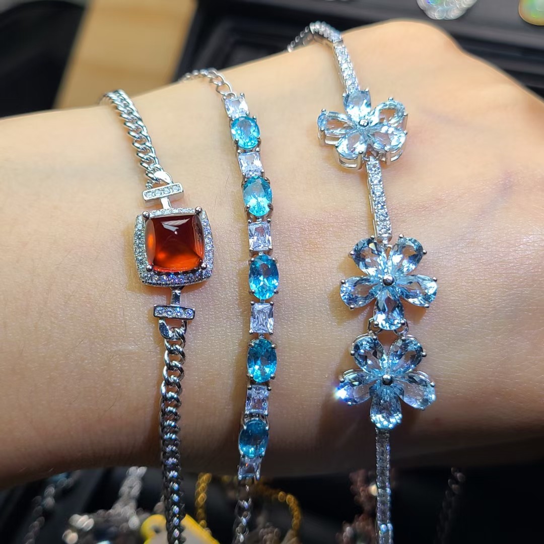 天然磷灰石手链糖塔石榴石手链海蓝宝石手链精选s925银镶,饰品/流行首饰/时尚饰品新,手链,淘宝优惠券,粉丝福利购,淘宝优惠卷