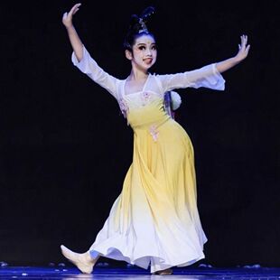 桃李杯嬉闹古典舞演出服飘逸儿童艺考级大裙摆剧目扇子舞表演服装