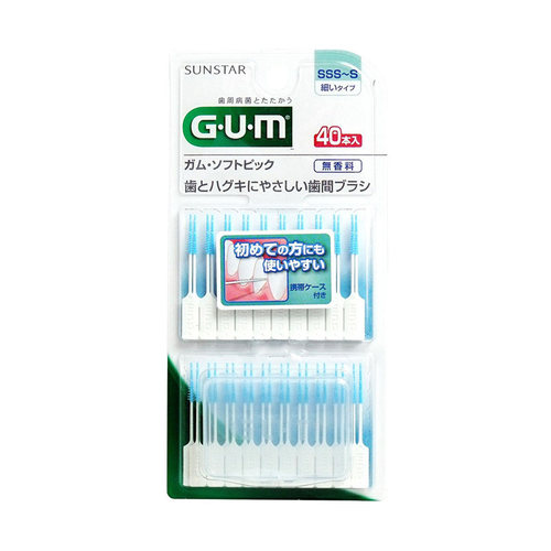 海淘 SUNSTAR盛势达GUM 无香料软牙线签 4种尺寸刷毛柔软舒适40只