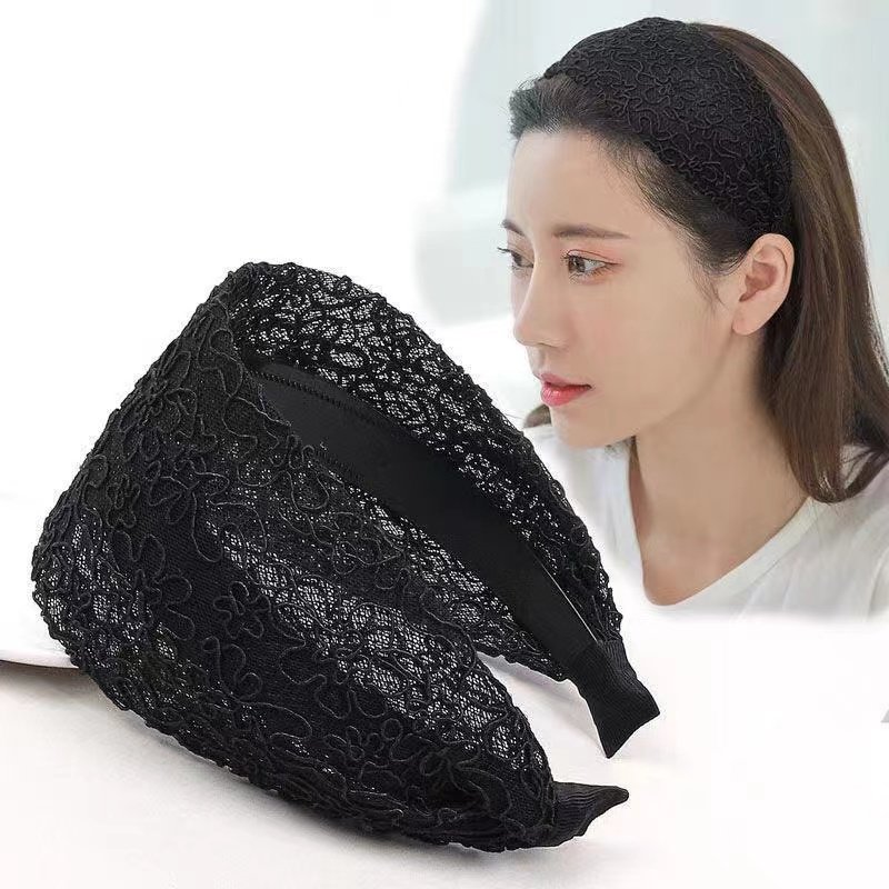 遮白发发卡女2024新款网红蕾丝发箍碎发压发宽边带齿头箍头饰头饰