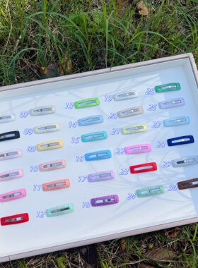 宠物发夹纯手工定制进口真丝不锈钢原色3cm方夹约克夏西施马尔济