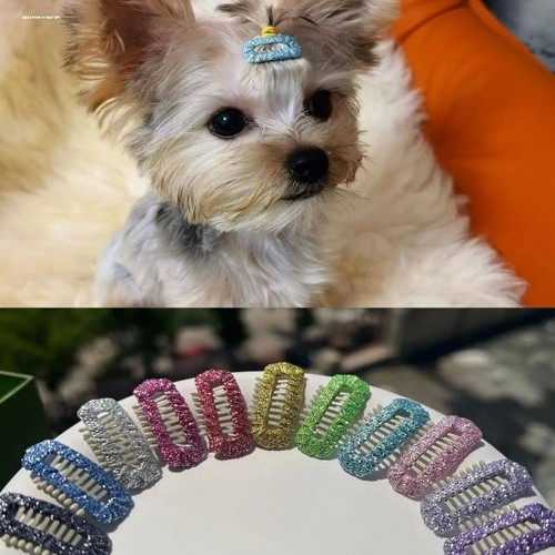 乌梅紫头饰狗狗小夹子约克夏鼻梁夹小狗发夹马尔济斯发饰宠物发卡