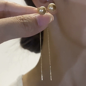 显脸瘦耳饰 S925纯银高级感耳环长款 珍珠流苏耳线女2025新款 爆款