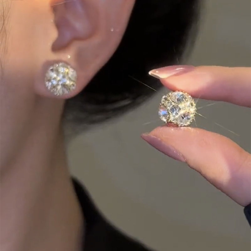 無耳洞超閃水鉆圓形磁吸耳夾女潮