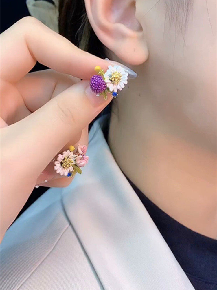 花朵耳环高级感法式小众耳钉