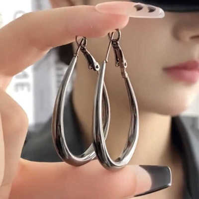 枪黑色水滴圆环耳圈简约高级感潮