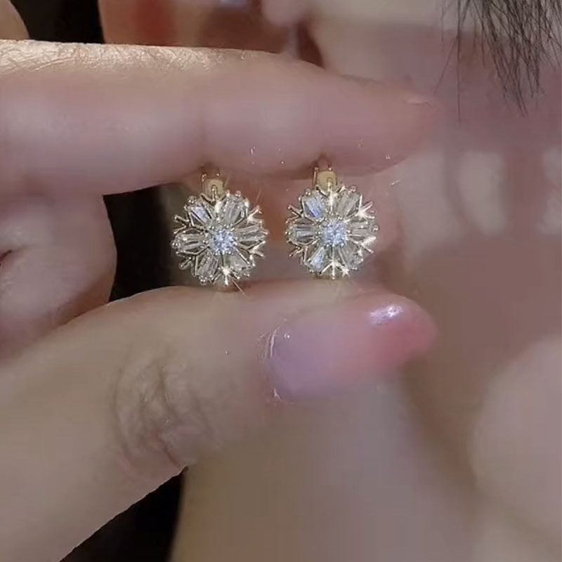 小众设计锆石雪花耳扣耳环女高级