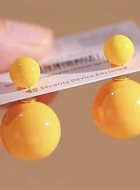 小众设计感前后两戴式黄色大小圆球耳钉女2026新款超火耳环耳饰