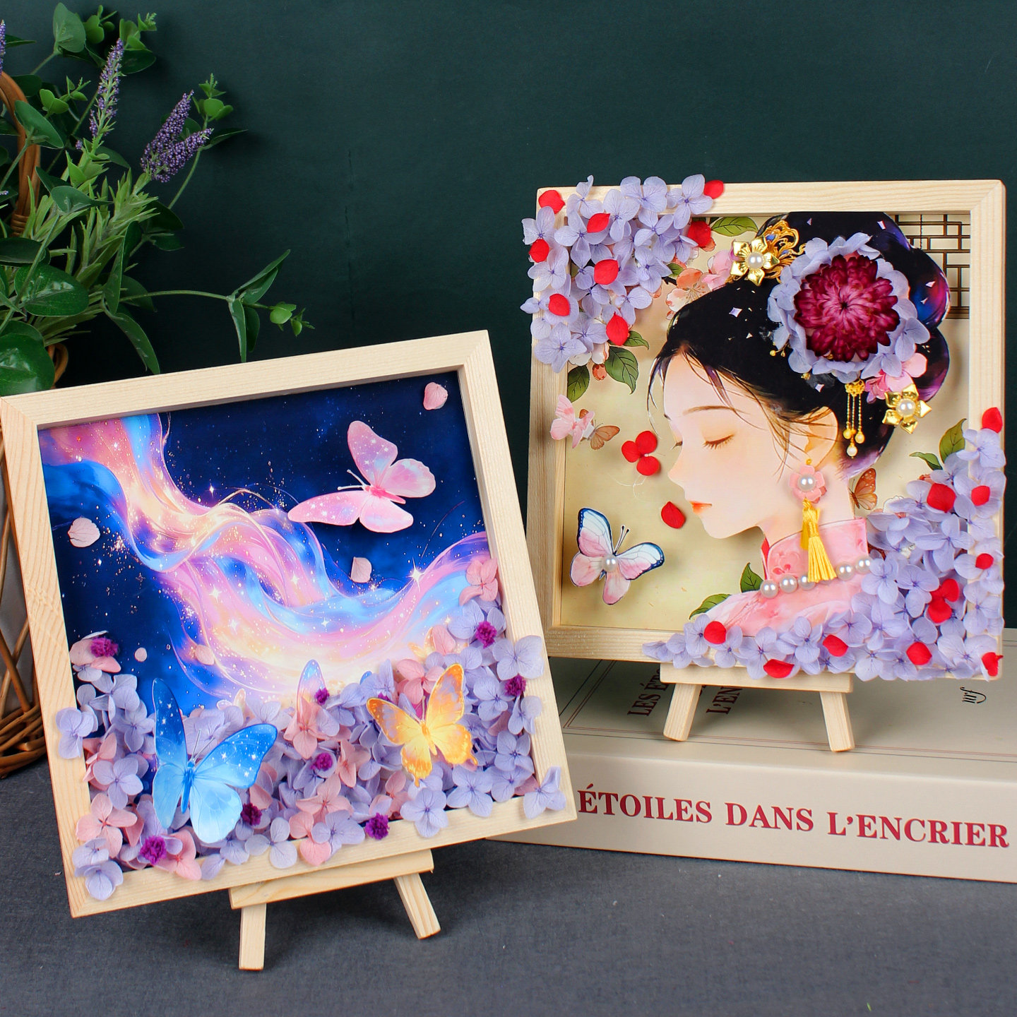 三八节手工diy永生花立体相框画妇女制作国风工艺品女神活动礼物