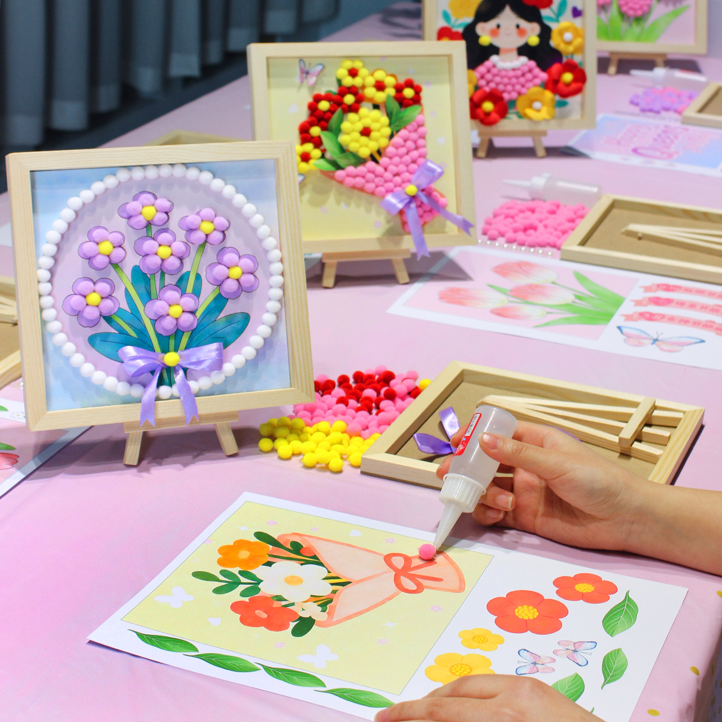 重阳节手工diy毛球粘贴画送老人图片