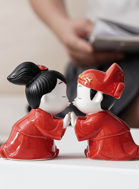 金童玉女送新人新娘闺蜜姐姐新婚订婚摆件高档实用高级婚房装饰品