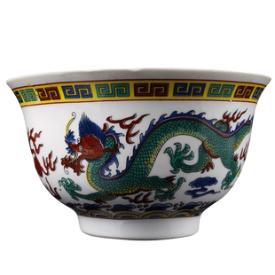 红舞鞋舞蹈考级道具蒙古族舞台表演顶碗舞龙纹陶瓷艺术碗