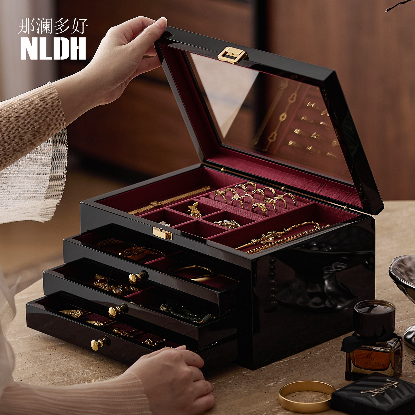 高级感首饰收纳盒情人节送女友礼品生日新年订婚新婚结婚礼物实用