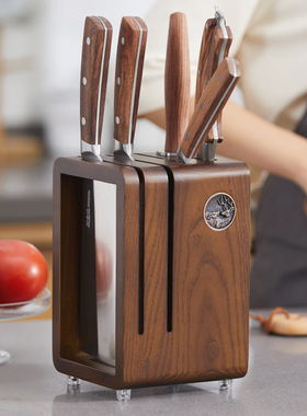 刀架置物架厨房台面实木刀具收纳架家用刀座通风防霉沥水菜刀架子