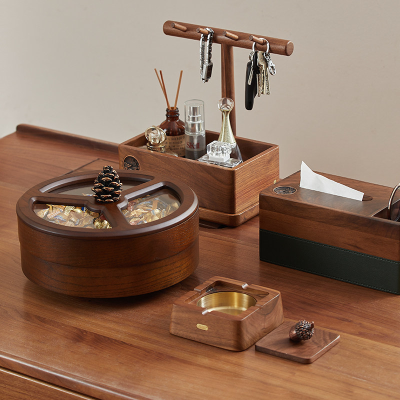 创意实木收纳盒玄关客厅茶几桌面遥控器钥匙收纳纸巾盒果盘套装,收纳整理,桌面收纳盒,淘宝优惠券,粉丝福利购,淘宝优惠卷