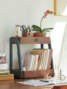 书桌实木置物架桌面多层书架书房杂物盆栽杯子夹缝分层整理收纳架