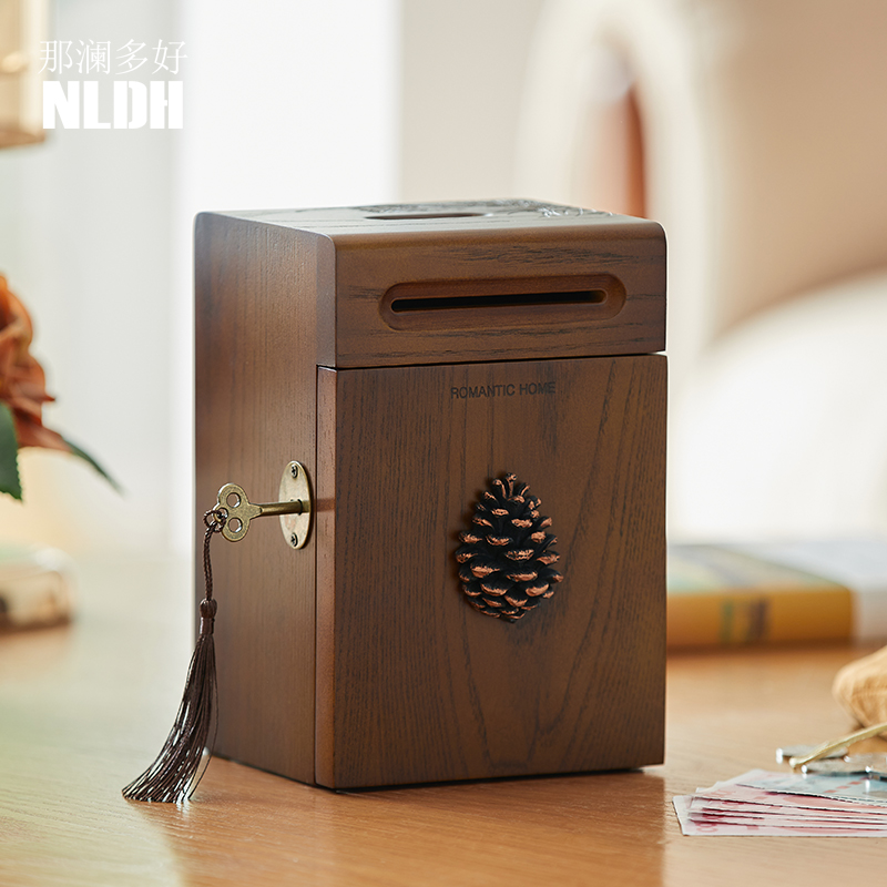 创意实木存钱罐硬币过新年压岁钱