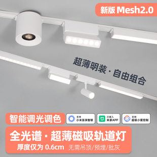 磁吸轨道灯免吊顶家用已接入米家APP智能调光白色无主灯 超薄明装