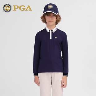 运动服装 美国PGA高尔夫衣服儿童长袖 上衣春秋季 男童T恤青少年时尚