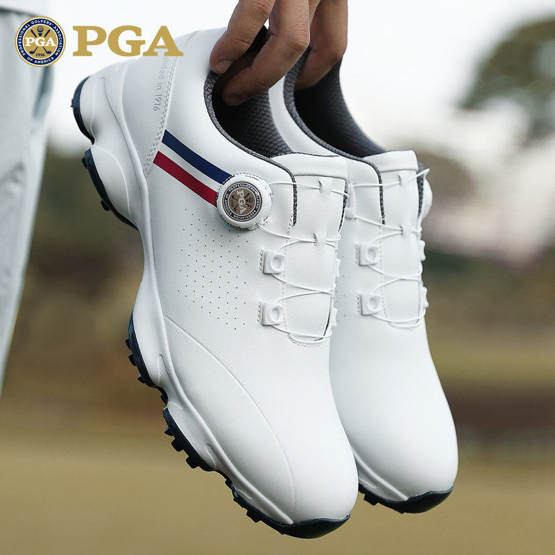 美国PGA 宽版高尔夫球鞋男士专业运动鞋防滑旋钮鞋带男鞋透气鞋子