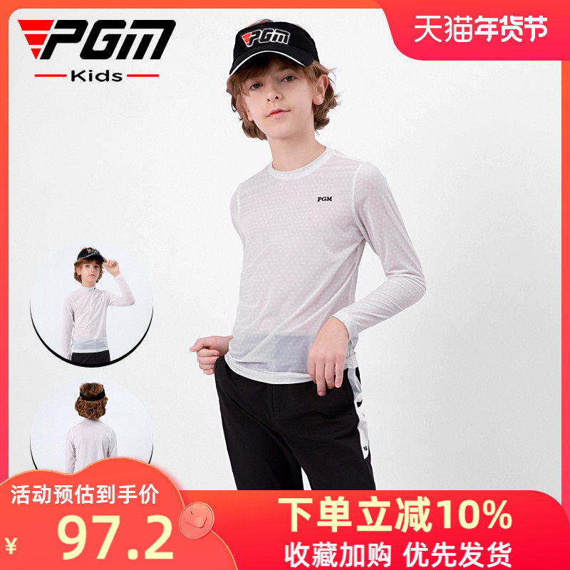 Quần áo chơi gôn cho thanh niên PGM quần áo sơ mi có đáy mùa hè và mùa thu cho nam UPF40 + quần áo chống nắng thể thao cho trẻ em