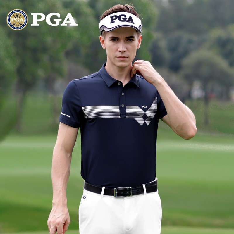 Mỹ PGA quần áo golf mới áo thun nam ngắn tay hút ẩm nhanh khô quần áo nam