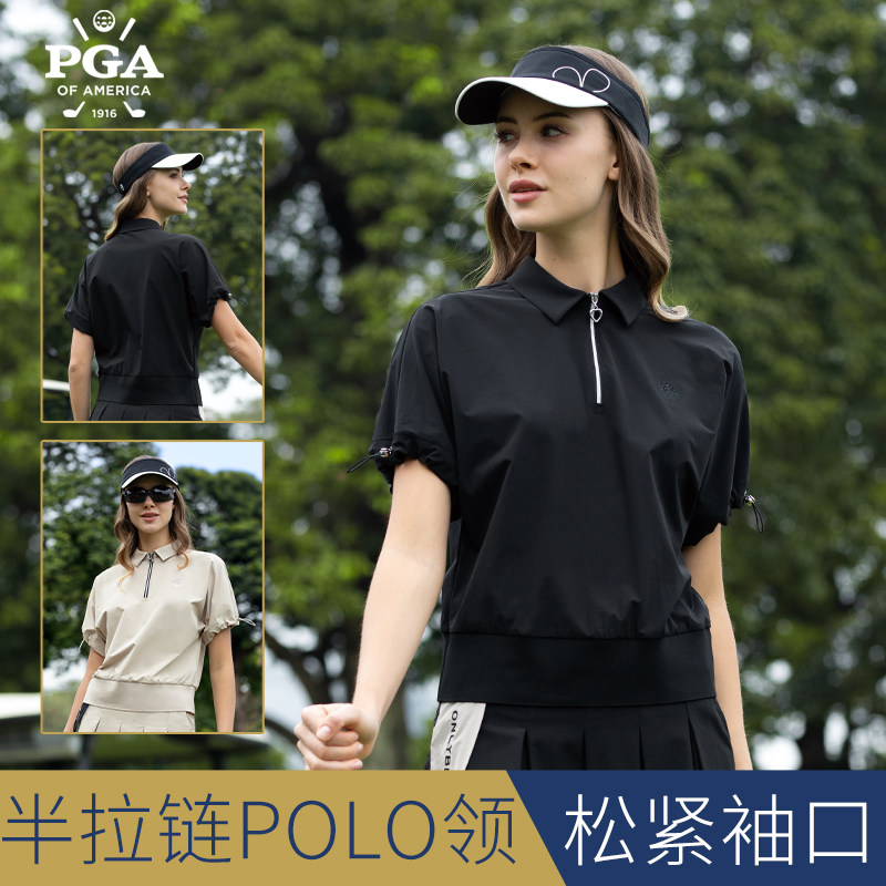 PGA2026夏季新款高尔夫女装上衣短袖T恤服装polo网球运动衣服套装