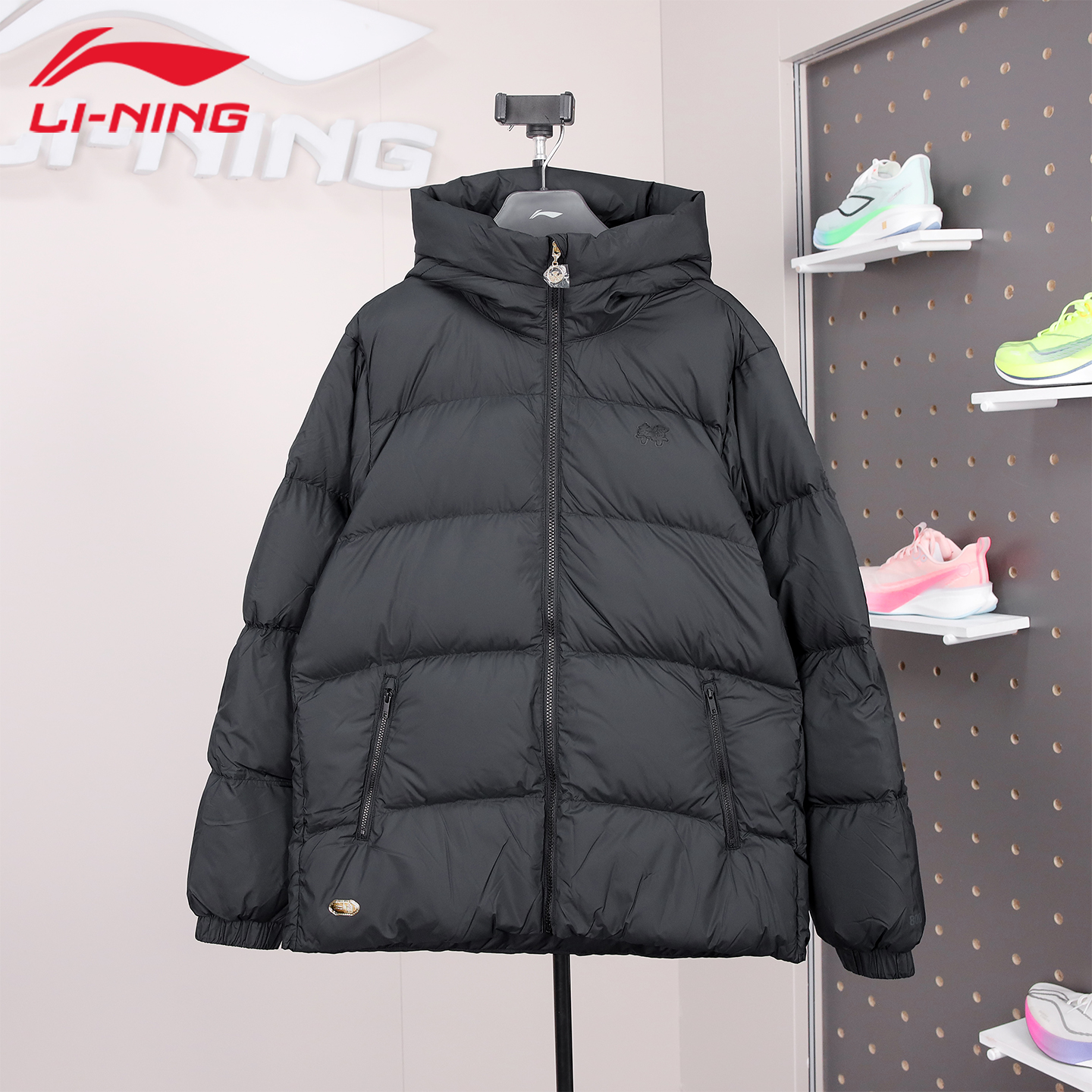 李宁运动短款羽绒服男连帽外套