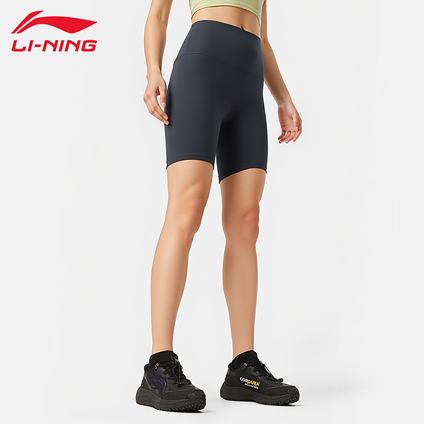 李宁女士高腰骑行短裤健身裤提臀显瘦速干简约运动五分裤AUSU030,运动服/休闲服装,健身裤,淘宝优惠券,粉丝福利购,淘宝优惠卷