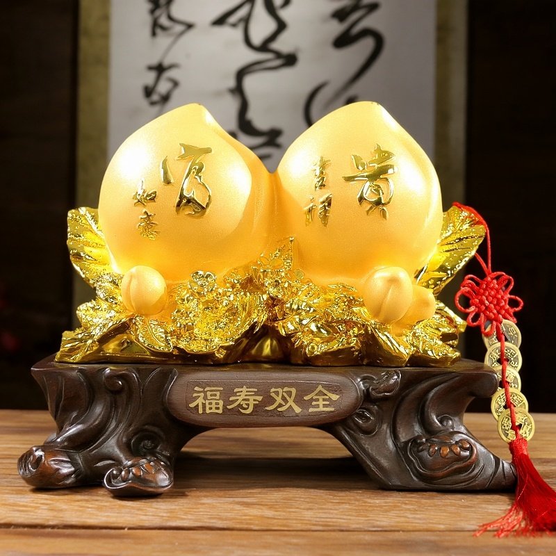 砂金色寿桃摆件创意国风寿礼 祝寿60岁礼物长辈60大寿生日礼品 客