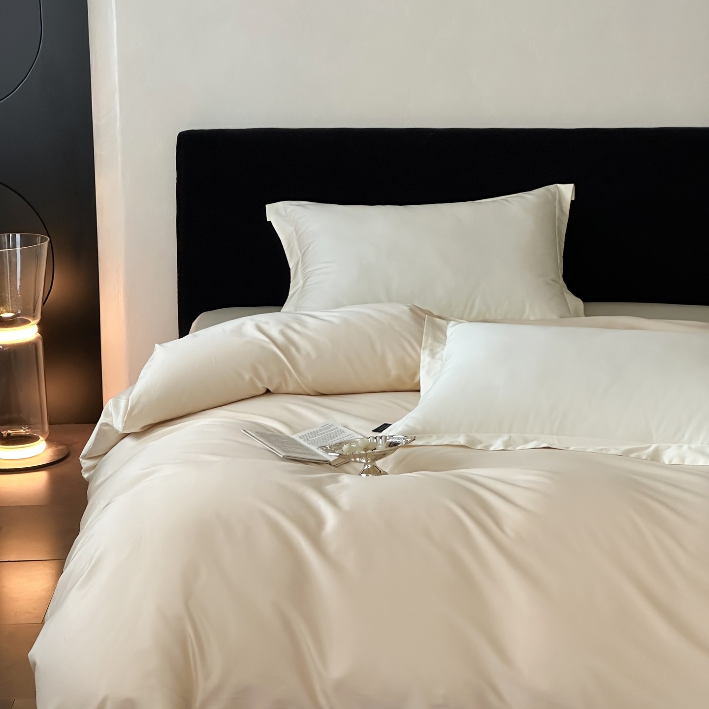 高端双股新疆长绒棉奶白淡黄色被套单件全棉纯棉浅杏黄暖白色被袋