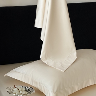 高端精梳长绒棉米白色枕套单人48x74全棉纯棉枕皮珍珠白色枕头套