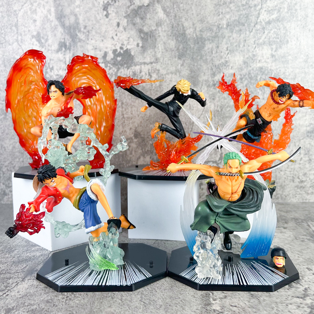 海贼手办动漫剧场火拳路飞索隆山治艾斯三刀流模型摆件跨境潮玩