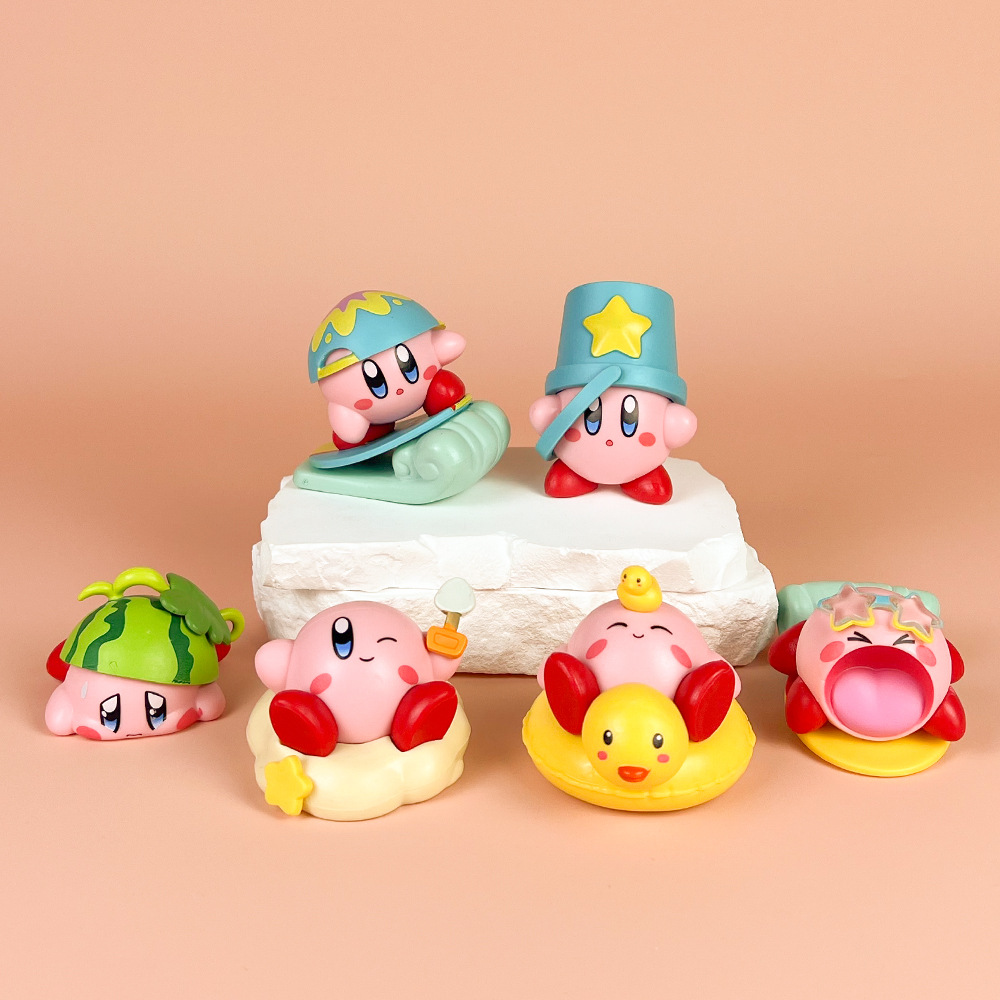 冲浪沙滩星之卡比手办动漫二次元卡通可爱摆件模型公仔扭蛋跨境批