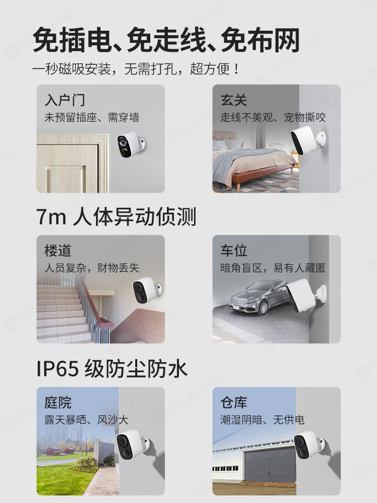 카메라 홈 원격 휴대 전화 무선 모니터링 WIFI 무전원 고화질 실내 및 실외 도어 스마트 비디오