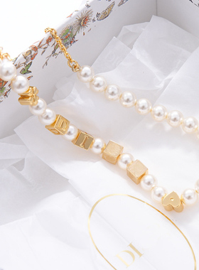 8#大牌迪家珍珠字母项链女款轻奢小众高级感送女朋友饰品生日礼物