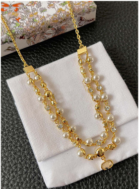 14大牌迪家双排珍珠项链女款新款轻奢小众高级感送女朋友饰品礼物