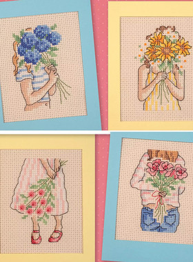 多金绣铺十字绣自配套件DMC/R线/ANC安卡线/精准印花A058女孩与花