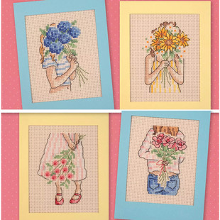 精准印花A058女孩与花 ANC安卡线 多金绣铺十字绣自配套件DMC R线