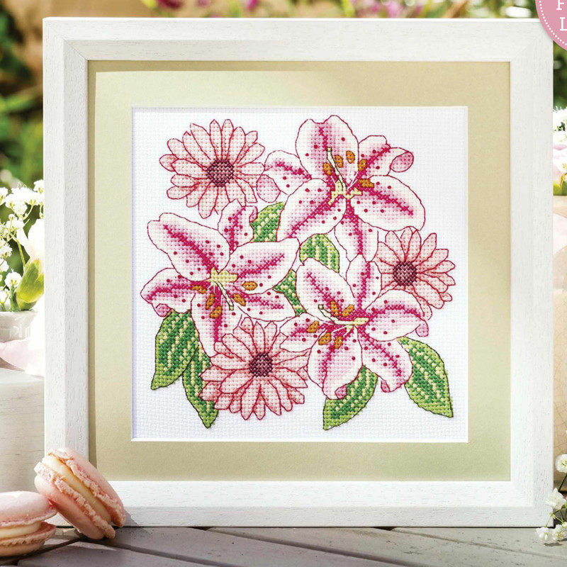 多金绣铺十字绣自配套件DMC/R线/ANC安卡线/精准印花A087百合雏菊