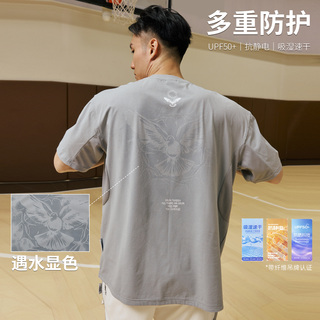 录士LUSHISI摆脱困境速干骑行服吸湿排汗运动短袖遇水显印花t篮球