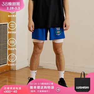 LUSHISI[日月星辰]美式刺绣运动速干篮球短裤训练不过膝四五分裤