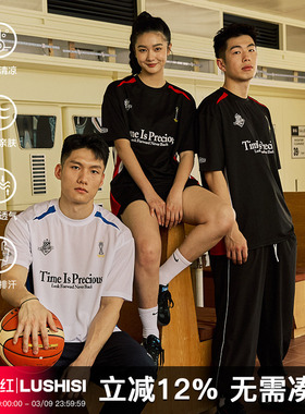 LUSHISI「速干吸湿」时间可贵主题拼色字母印花短袖运动风凉感t恤