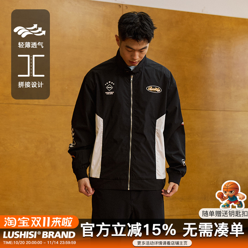 LUSHISI赛车时刻主题休闲运动保暖防风夹克复古拼接拉链口袋外套