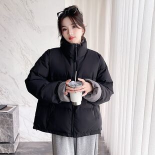 2024新款冬季羽绒服女小个子女生宽松立领白鸭绒时尚加厚短款外套