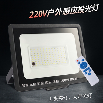 雷达人体感应灯led户外家用庭院智能自动超亮220v监控防水投光灯