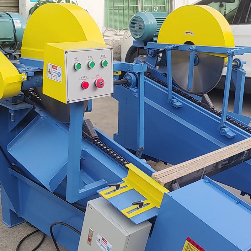 双端木工齐头锯自动齐边木材断料锯多段裁板方木板材截料锯修边机